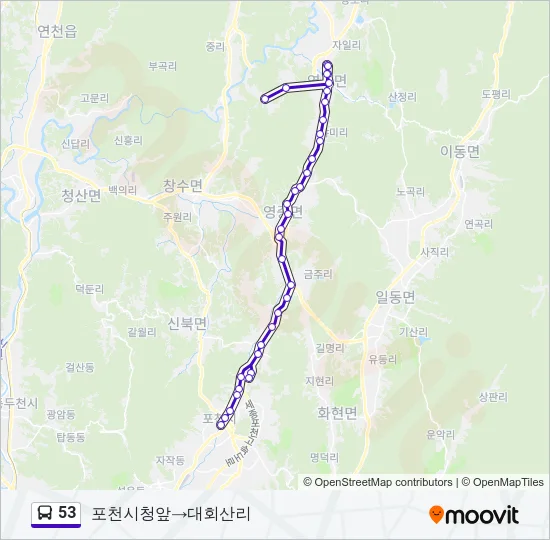 53 버스 노선 지도