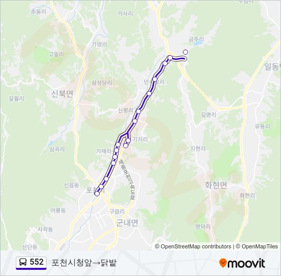 552 버스 노선 지도