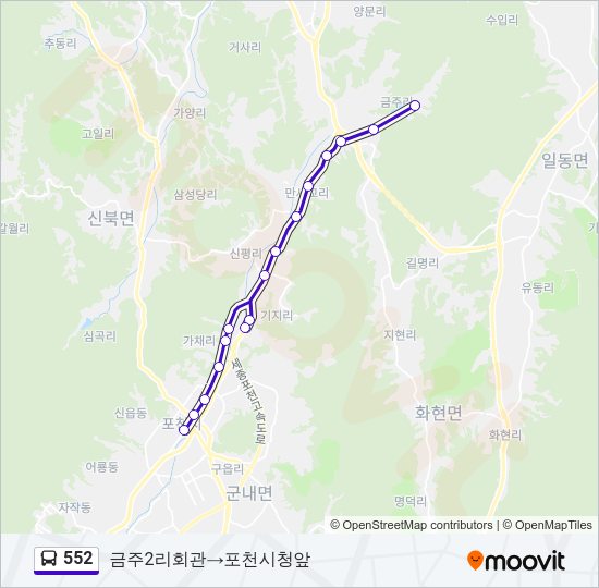 552 버스 노선 지도
