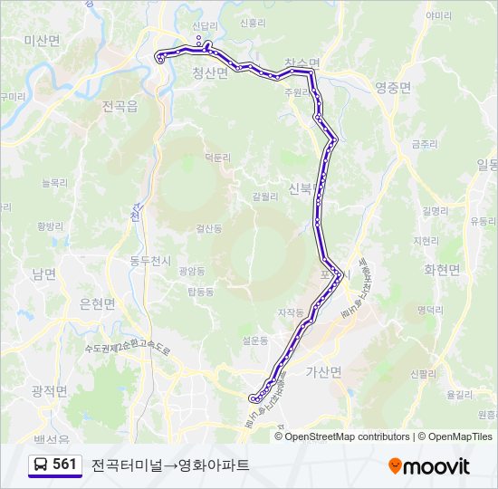 561 버스 노선 지도