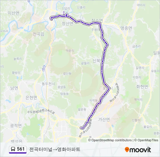 561 버스 노선 지도