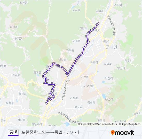 8 버스 노선 지도