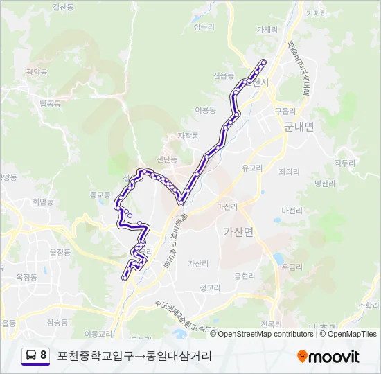 8 버스 노선 지도