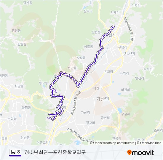 8 버스 노선 지도