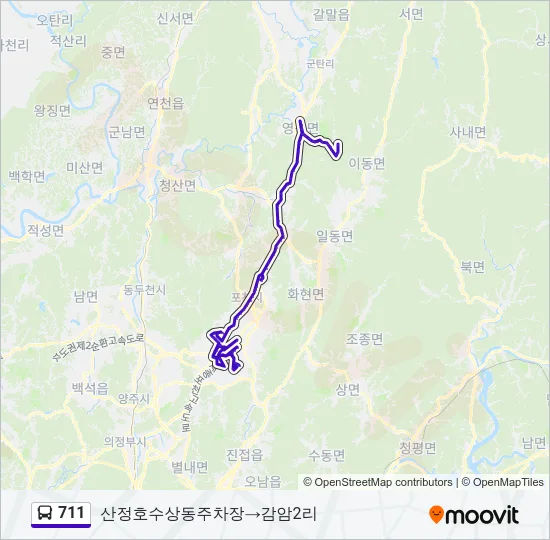711 버스 노선 지도