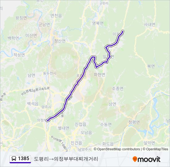 1385 버스 노선 지도