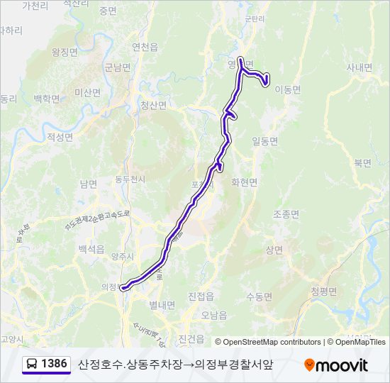 1386 Bus Line Map