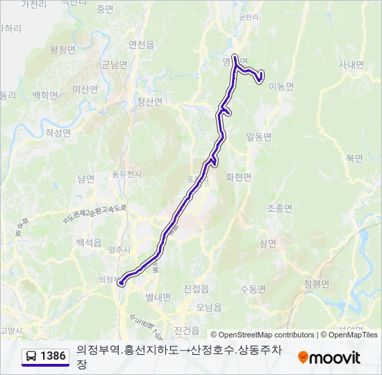 1386 버스 노선 지도