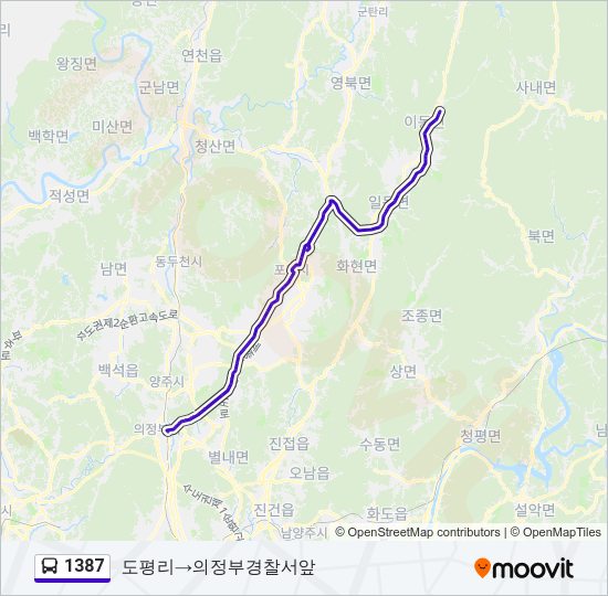 1387 버스 노선 지도