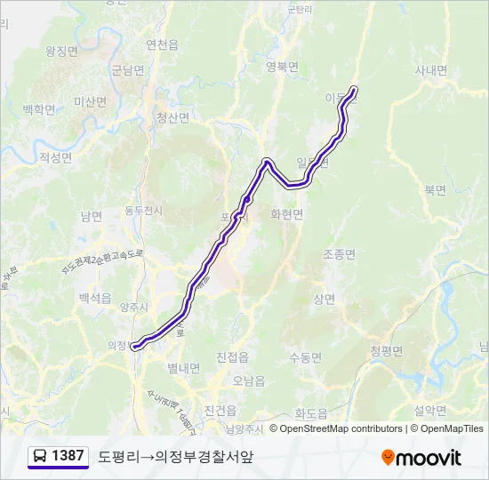 1387 Bus Line Map