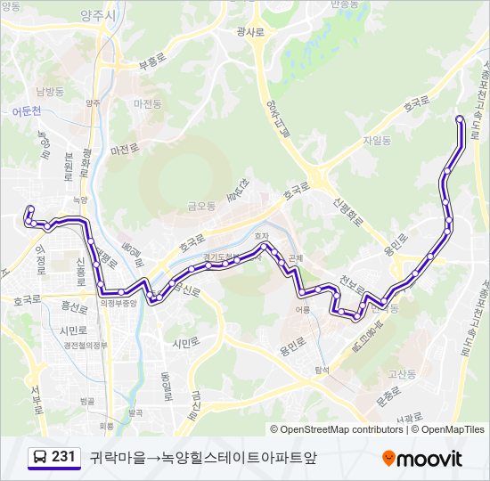 231 버스 노선 지도