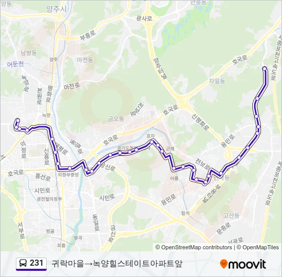 231 버스 노선 지도