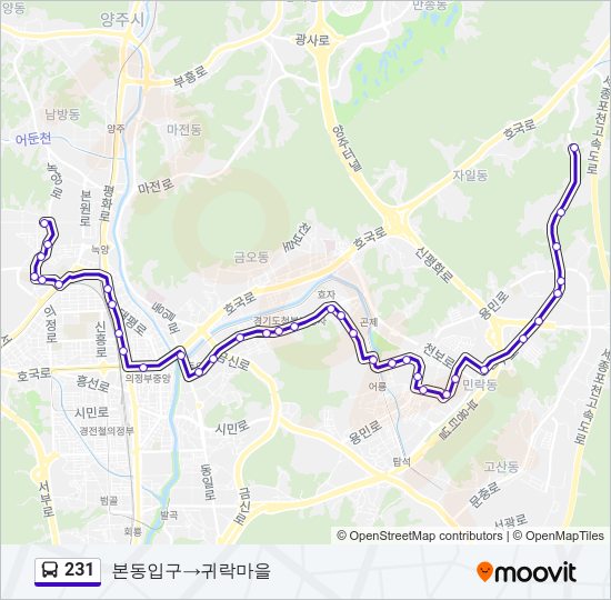 231 버스 노선 지도