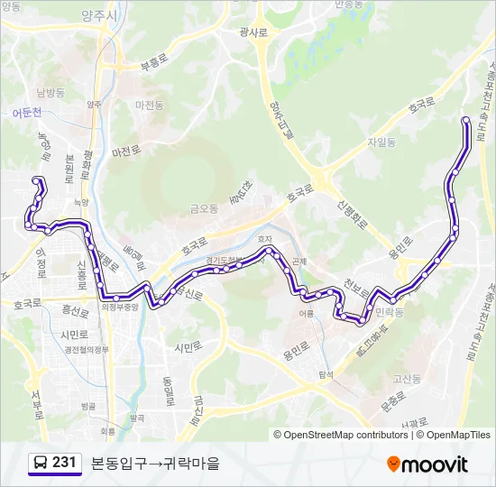 231 버스 노선 지도