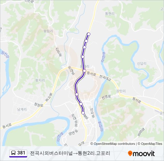 381 버스 노선 지도