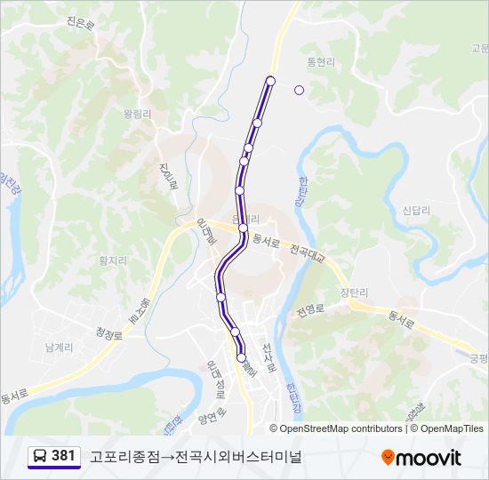 381 버스 노선 지도