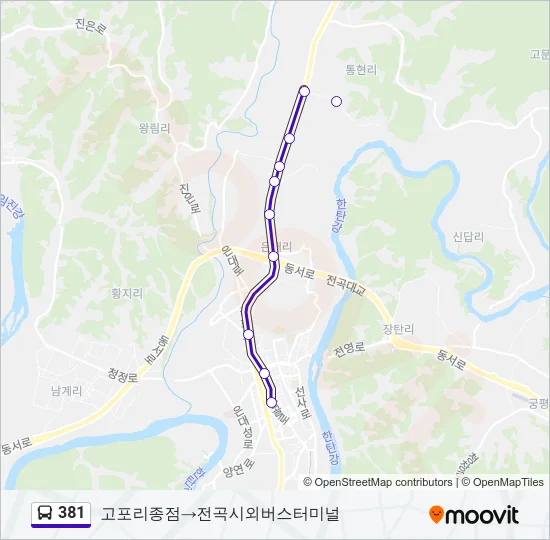 381 Bus Line Map