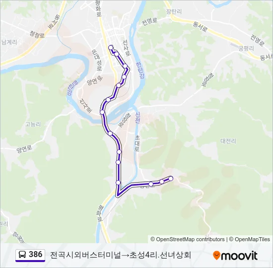 386 Bus Line Map