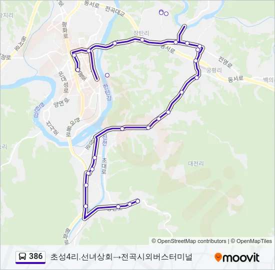 386 Bus Line Map