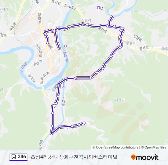 386 bus Line Map