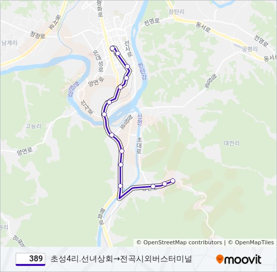 389 bus Line Map