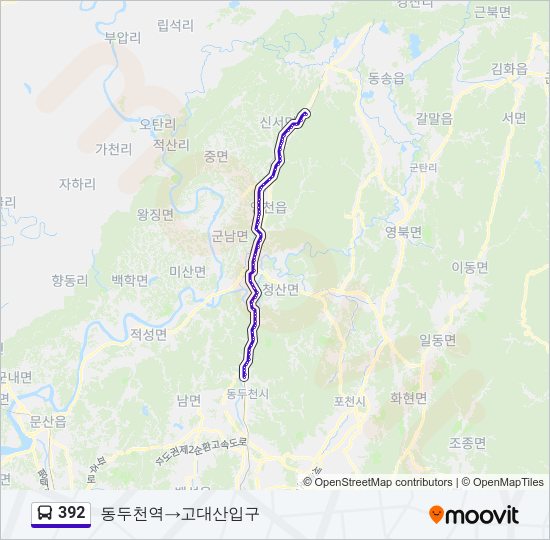 392 버스 노선 지도