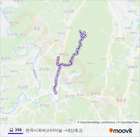 398 Bus Line Map