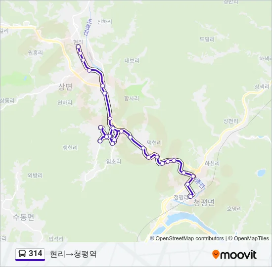 314 버스 노선 지도