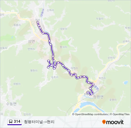 314 버스 노선 지도