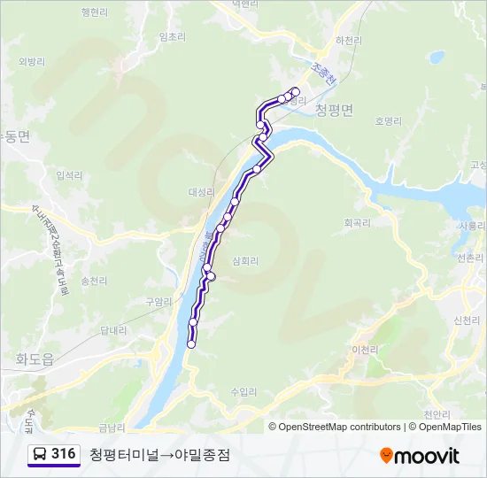 316 버스 노선 지도