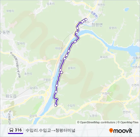 316 Bus Line Map