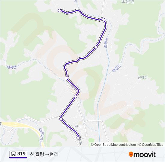 319 버스 노선 지도