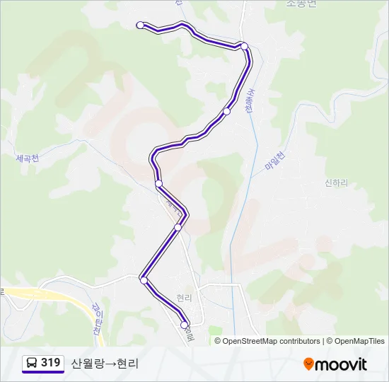319 버스 노선 지도