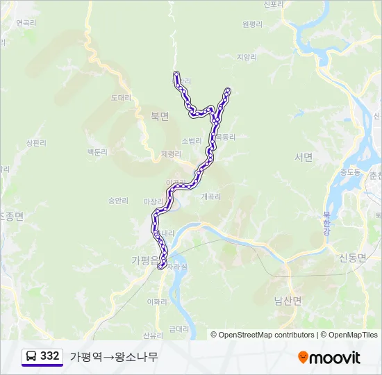332 버스 노선 지도