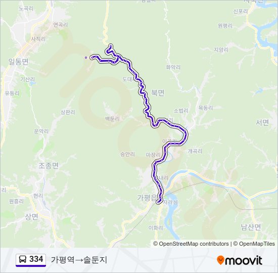 334 버스 노선 지도