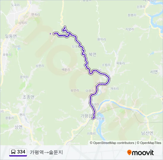334 버스 노선 지도