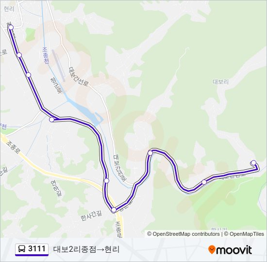 3111 버스 노선 지도