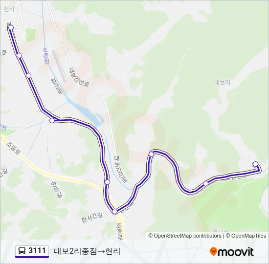 3111 버스 노선 지도