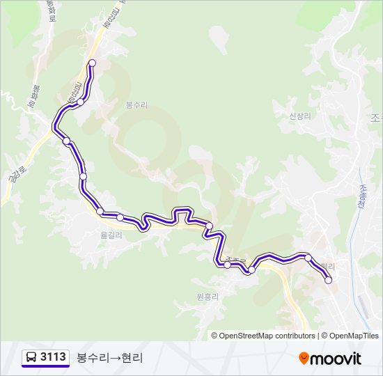 3113 버스 노선 지도