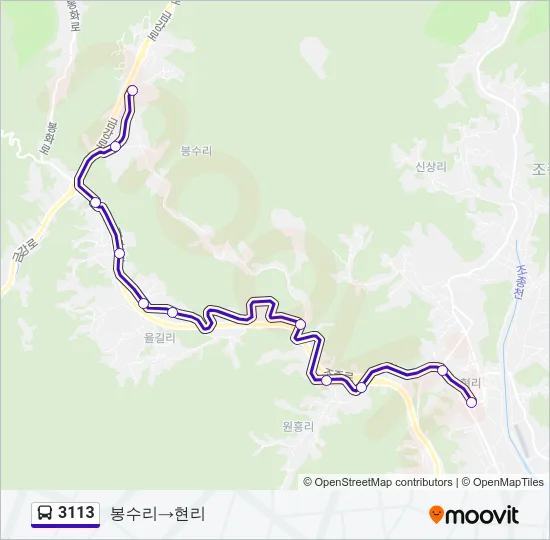 3113 버스 노선 지도