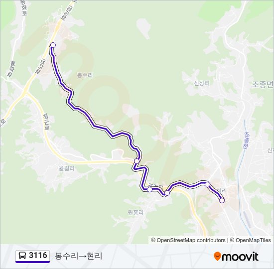 3116 버스 노선 지도