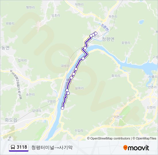 3118 버스 노선 지도