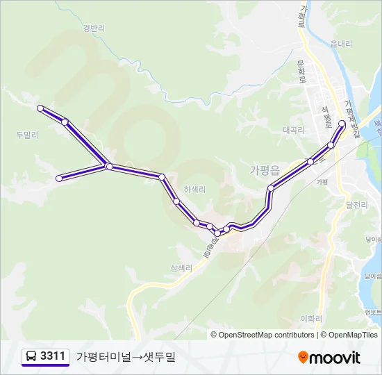 3311 버스 노선 지도