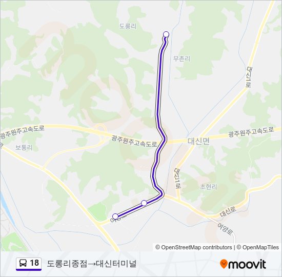 18 bus Line Map