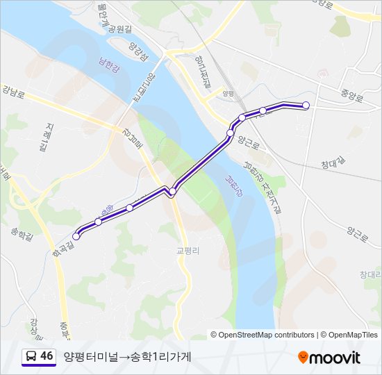 46 버스 노선 지도
