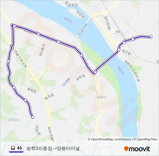 46 버스 노선 지도