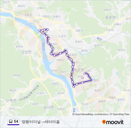 54 버스 노선 지도