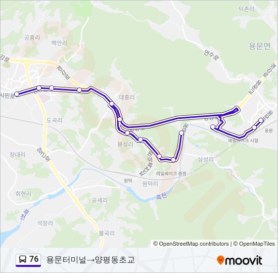 76 버스 노선 지도