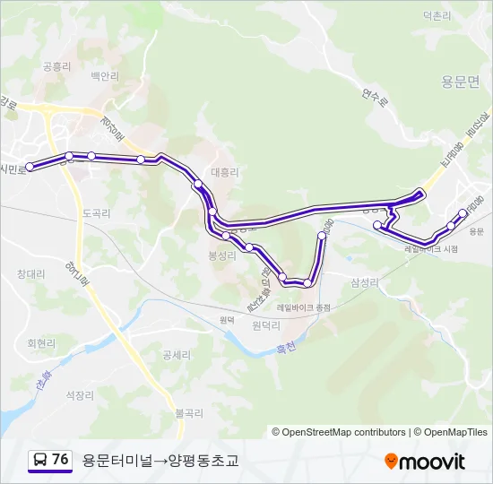 76 버스 노선 지도