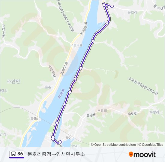86 버스 노선 지도